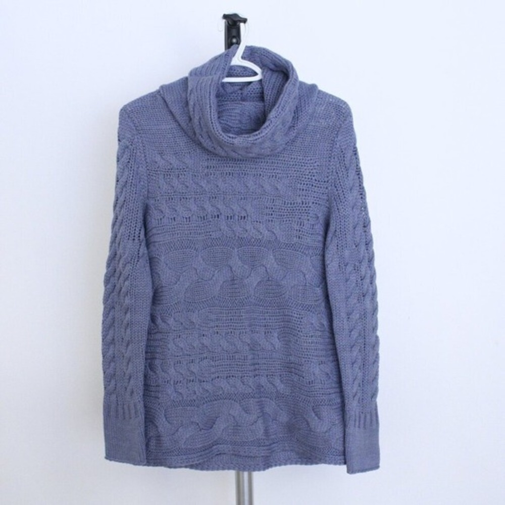 Banana Republic Purple Cable Knit Cowl Neck Wool Alpaca Blend‎ Sweater Womens M